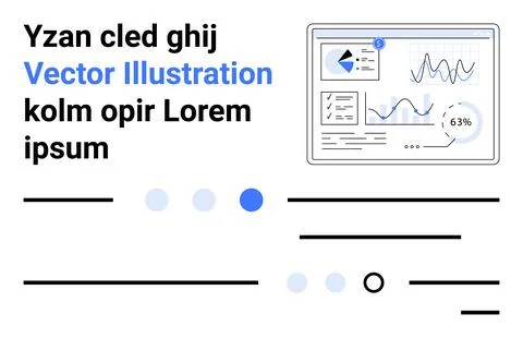 Computer screen with analytical graphs, pie chart, and statistics. Ideal for  Stock Illustration
