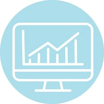 Computer screen analytics business chart icon flat design Stock-Illustration