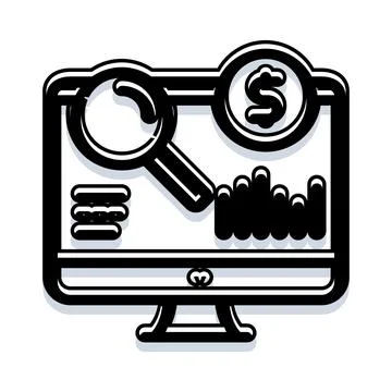 Computer screen analyzing financial market data and trends Stockillustratie