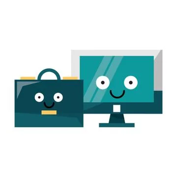Computer screen and briefcase vector illustration イラスト素材