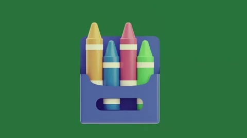 Computer screen with and crayon crayo set of pencil holder pencils in it blue... Stock Footage 335980415