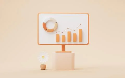 Computer screen and office work, 3d rendering. Stock Illustration
