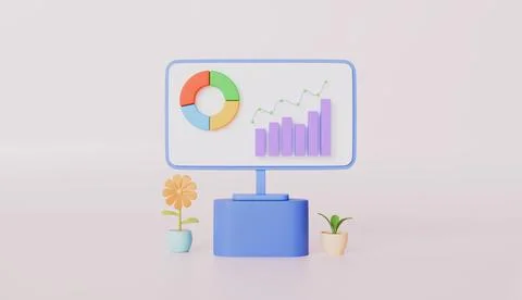 Computer screen and office work 3d illustration イラスト素材