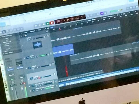Computer screen with audio recording software Stockfoto's