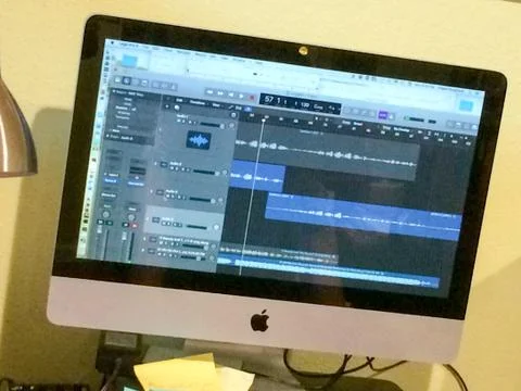 Computer screen with audio recording software 写真素材