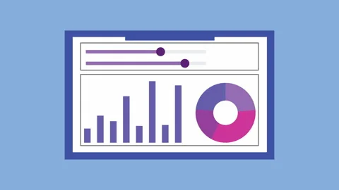 Computer Screen with Bar Chart and Pie Chart 2d with Alpha Matte Stock Footage 335800425