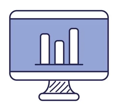 Computer screen with bar chart Illustrazione stock