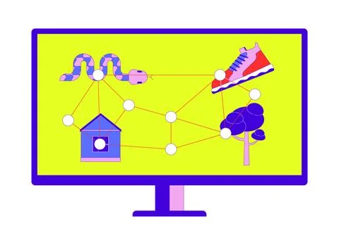 Computer screen-based eye tracking cartoon flat illustration Illustrazione stock