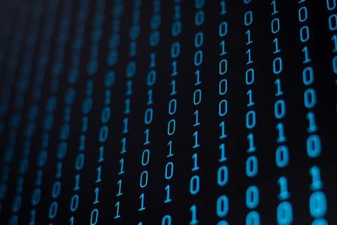 Computer screen with binary code 库存照片