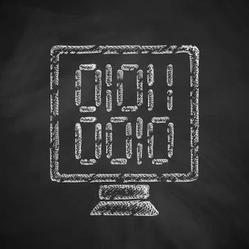 Computer screen with binary icon Illustrazione stock