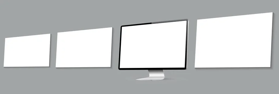 Computer screen with blank web pages. Mockup for showing screenshots of web.. Stock Illustration