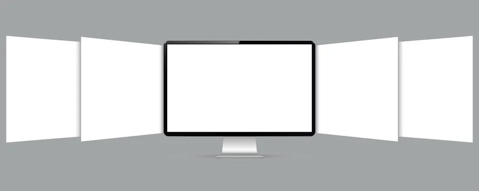 Computer screen with blank web pages. Mockup for showing screenshots of web.. イラスト素材