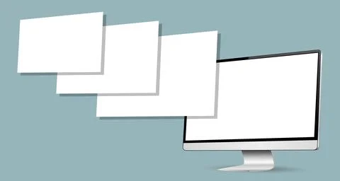 Computer screen with blank web pages. Mockup for showing screenshots of web.. Stock Illustration