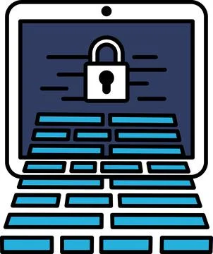 A computer screen with a blue keyboard and a blue lock on it Stock Illustration