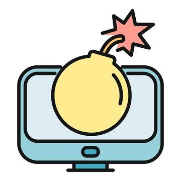 Computer screen with bomb icon representing data risk イラスト素材