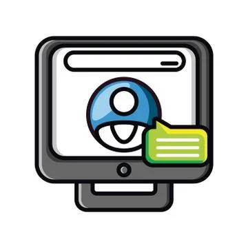 Computer screen with browser web page window, social network Stock Illustration