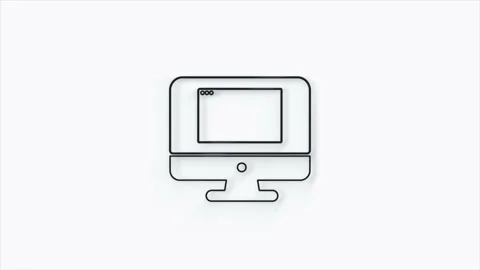 Computer screen with browser window 3d icon animation isolated on white Stock Footage 156133248