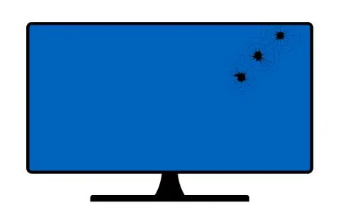Computer screen bullet holes Stock Illustration