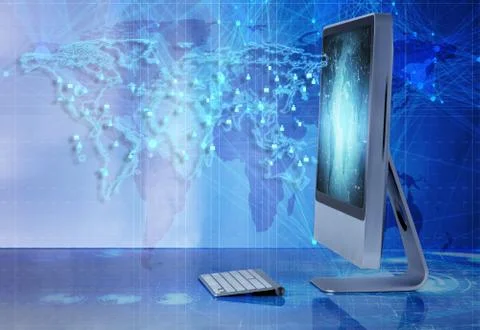 Computer screen in business concept Illustrazione stock