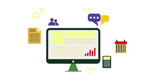 Computer screen with business data graphics. Stockbeeldmateriaal 334364408