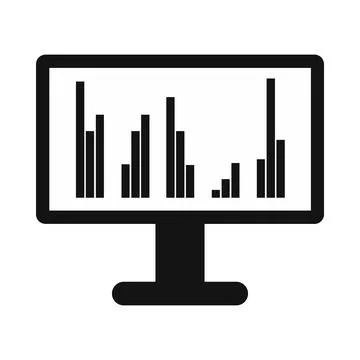 Computer screen with business graph icon 스톡 일러스트