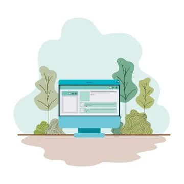 Computer screen with calendar isolated icon イラスト素材