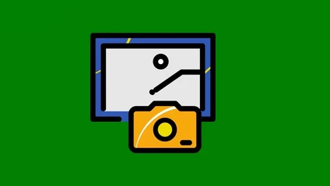 Computer screen camera angreen background clock yellow button green screen Stock Footage 314067447