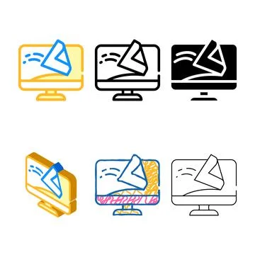 Computer screen cleaning wipe color icon vector simplified Stock Illustration