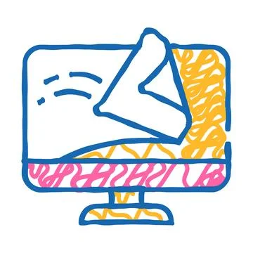 Computer screen cleaning wipe icon doodle illustration 스톡 일러스트