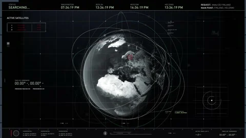 Computer screen close-up. Collecting satellite data on Helsinki, Finland. UI Stock Footage 163835763