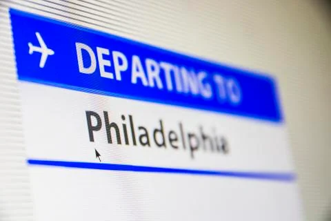 Computer screen close-up of flight to Philadelphia Stock Photos