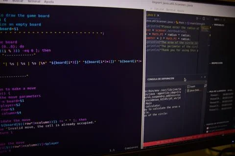 Computer screen with code of a computer program in Java language. Computer .. Stock Photos