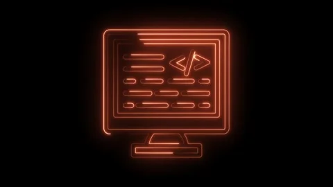 Computer screen with code neon style effect for software development Stock Footage 322961997