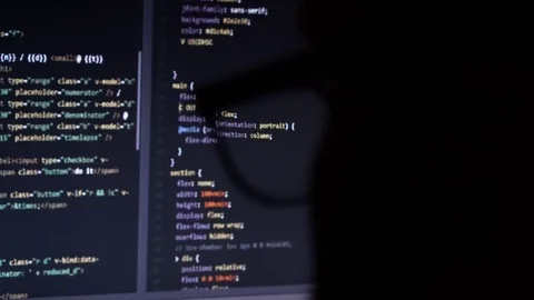 Computer Screen Code through glasses Stock Footage 73456264