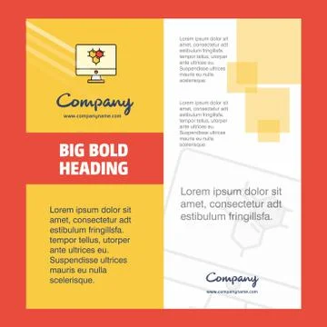 Computer screen  Company Brochure Title Page Design. Company profile, annual  Stock Illustration