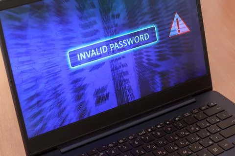 Computer screen concept with password entry error. Invalid password on blue Stock Photos
