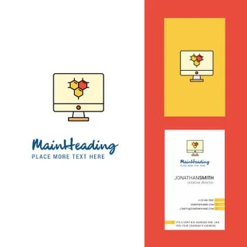 Computer screen  Creative Logo and business card. vertical Design Vector Illustrazione stock