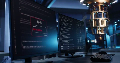Computer Screen with Cryptography Software Stock Footage 318965611