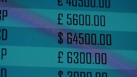 Computer screen with currency figures scrolling up Stock-Footage 80143846