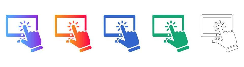 Computer Screen Cursor Click Icon Set Stock Illustration
