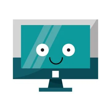 Computer screen cute cartoon vector illustration 스톡 일러스트
