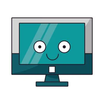 Computer screen cute cartoon vector illustration 스톡 일러스트