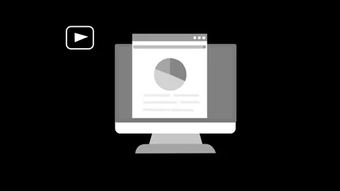 Computer screen with data analysis and research tools animation Stock Footage 325246797