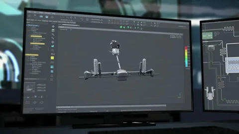 Computer Screen Demonstrates Blueprint Of Car Component In Technical Program Stock Footage 304706242