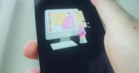 Computer screen with design elements, digital art concept, presentation Stock Footage 313443511