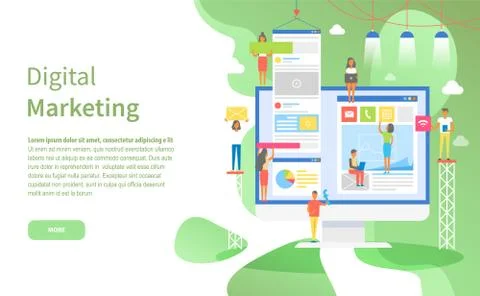 Computer Screen, Digital Marketing Online Web Page Stock Illustration