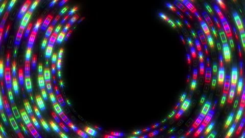 Computer screen with digital neon led lines and HUD elements with glitch effect Stock Footage 245614702