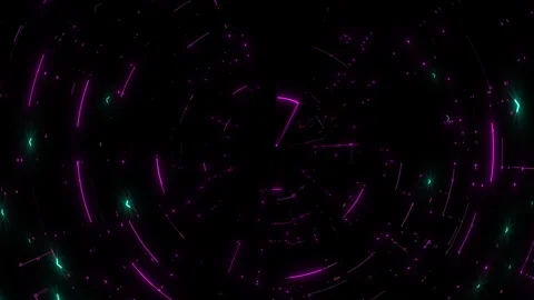 Computer screen with digital neon led lines and HUD elements with glitch effect Stock Footage 245728316