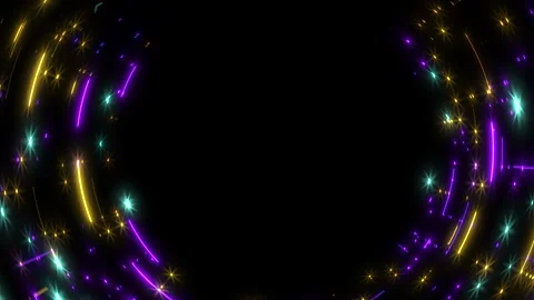 Computer screen with digital neon led lines and HUD elements with glitch effect Stock Footage 245728558