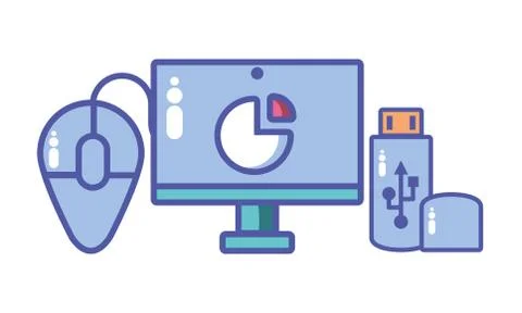 Computer screen with digital technology in white background Stock Illustration